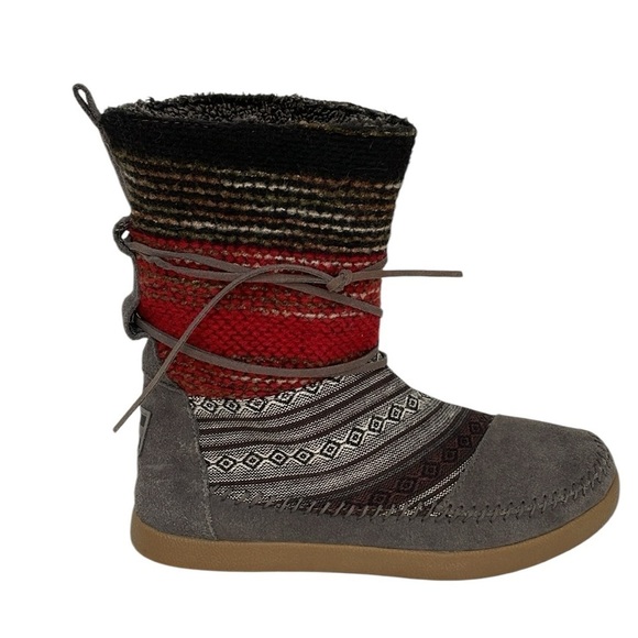 TOMS Ankle Boots Nepal Suede Knit Size 6.5 - Picture 6 of 9